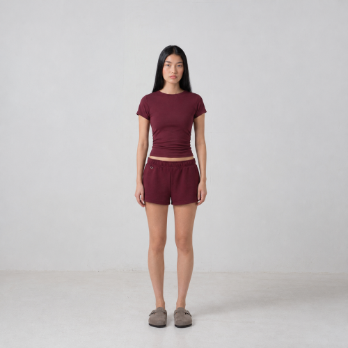 burgundy baby tee