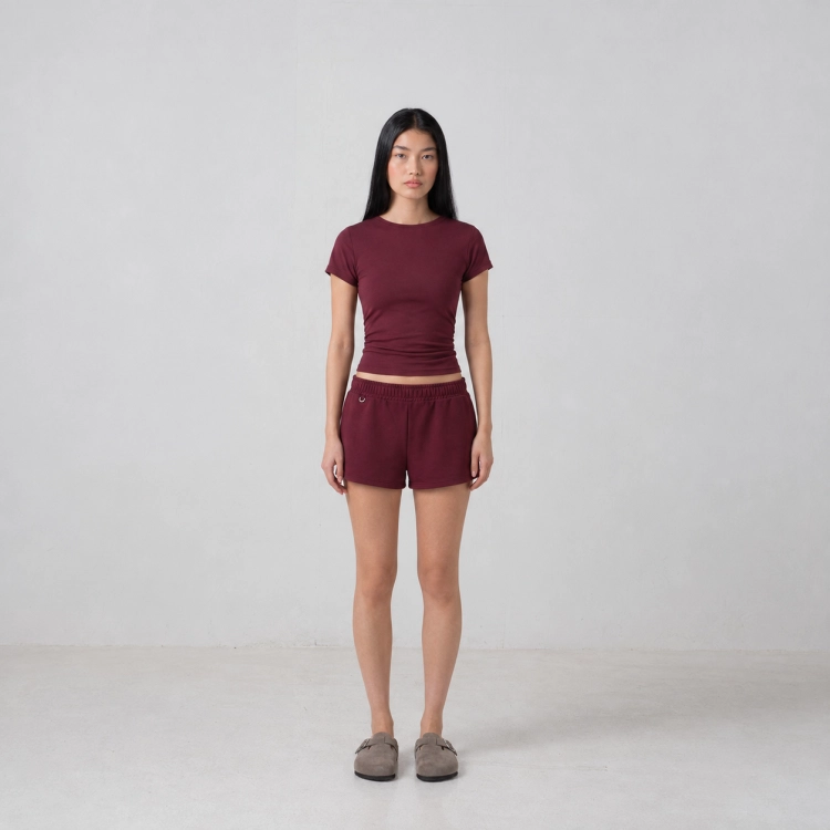 burgundy baby tee